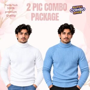 𝐓𝐮𝐫𝐭𝐥𝐞 𝐍𝐞𝐜𝐤 Sky Blue-White 2 Pcs Combo