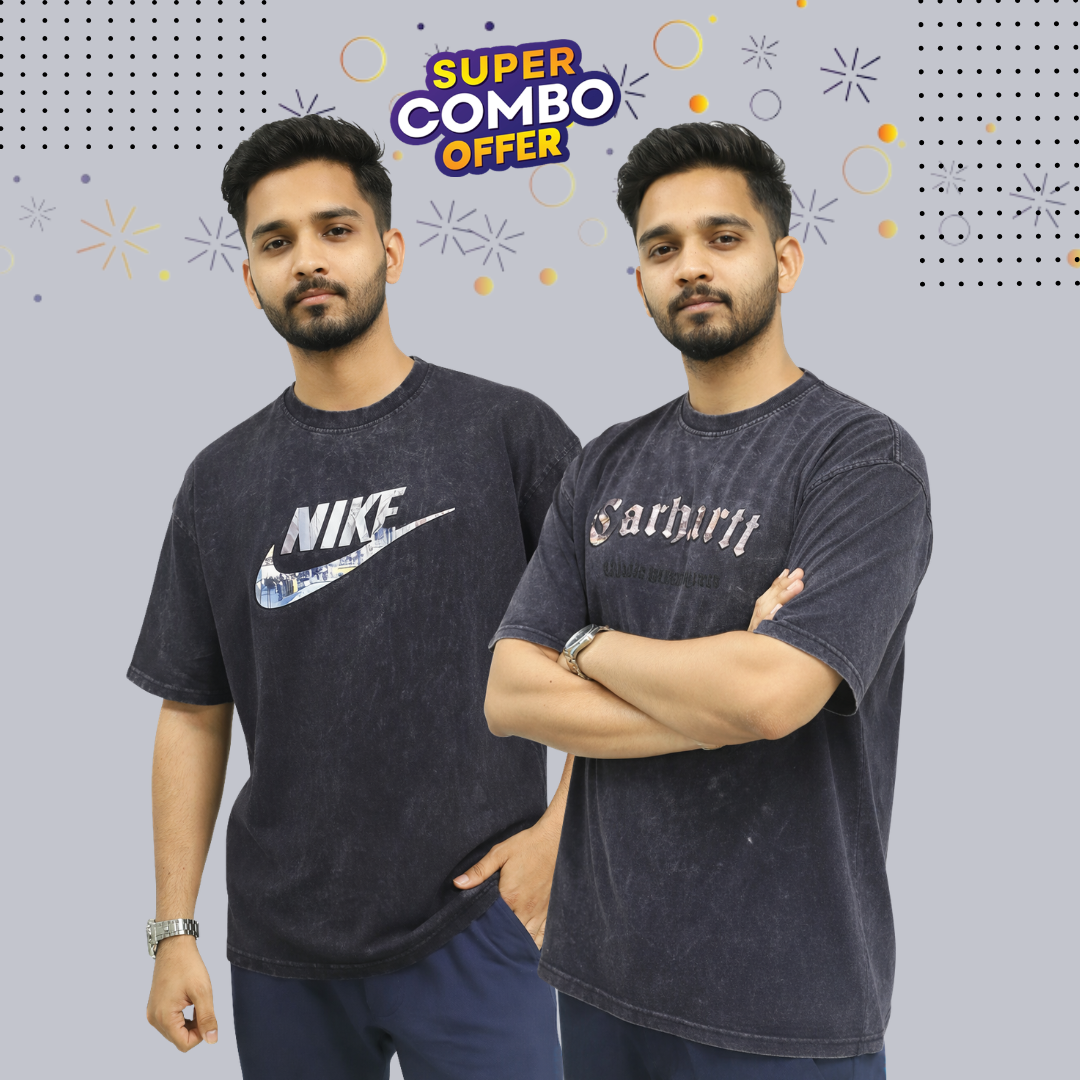 DR-07 Acid Wash Drop Shoulder 2 Pcs Combo