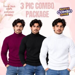 𝐓𝐮𝐫𝐭𝐥𝐞 𝐍𝐞𝐜𝐤 Black-Maroon-White 3 Pcs Combo
