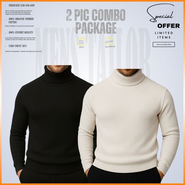𝐓𝐮𝐫𝐭𝐥𝐞 𝐍𝐞𝐜𝐤 Black-Cream 2 Pcs Combo