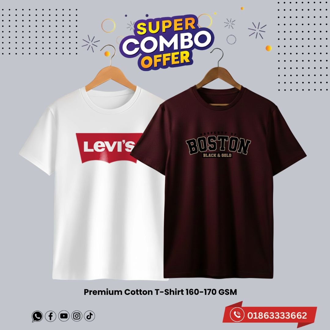 2C66 Premium Luxury Brand 2Pcs Combo T-shirt