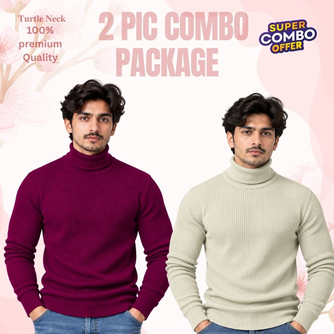 𝐓𝐮𝐫𝐭𝐥𝐞 𝐍𝐞𝐜𝐤 Maroon-Cream 2 Pcs Combo