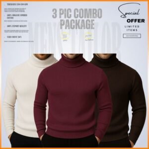 𝐓𝐮𝐫𝐭𝐥𝐞 𝐍𝐞𝐜𝐤 Maroon-Cream-Coffee 3 Pcs Combo