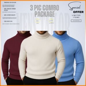 𝐓𝐮𝐫𝐭𝐥𝐞 𝐍𝐞𝐜𝐤 Maroon-Cream-Sky Blue 3 Pcs Combo