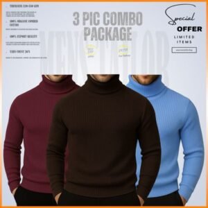 𝐓𝐮𝐫𝐭𝐥𝐞 𝐍𝐞𝐜𝐤 Maroon-Coffe-Sky Blue 3 Pcs Combo