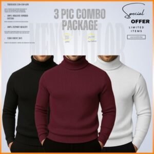 𝐓𝐮𝐫𝐭𝐥𝐞 𝐍𝐞𝐜𝐤 Black-Maroon-White 3 Pcs Combo