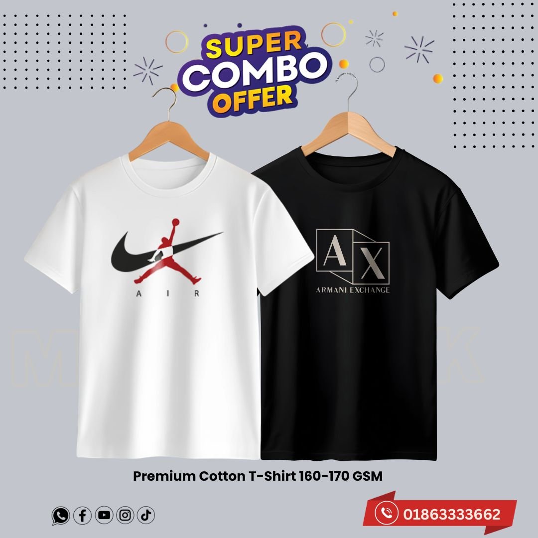 2C57 Premium Luxury Brand 2Pcs Combo T-shirt