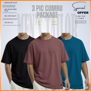Premium Drop Shoulder 220+ GSM 2/2 Rib Fabric Black - Ash Rose - Petrol Blue