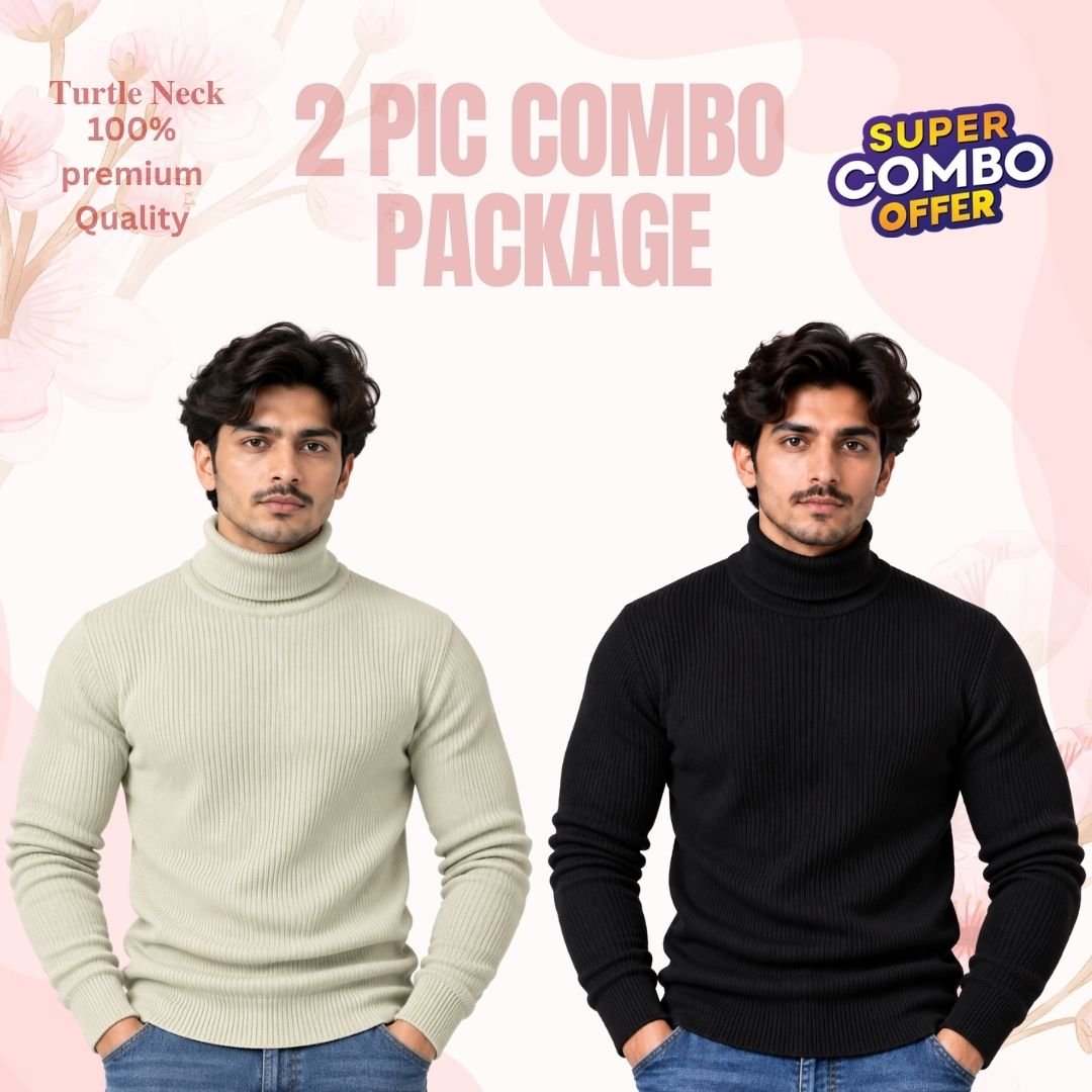 𝐓𝐮𝐫𝐭𝐥𝐞 𝐍𝐞𝐜𝐤 Black-Cream 2 Pcs Combo