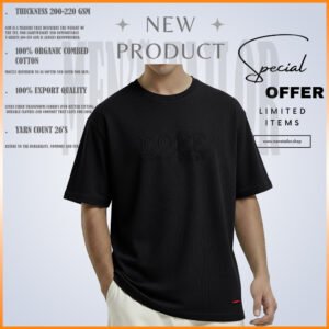 1 Pcs Premium Drop Shoulder 220+ GSM 2/2 Rib Fabric - Black
