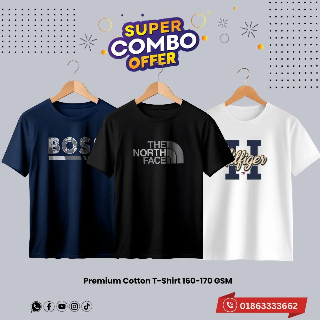 C-68 Premium Luxury Brand 3Pcs Combo T-shirt