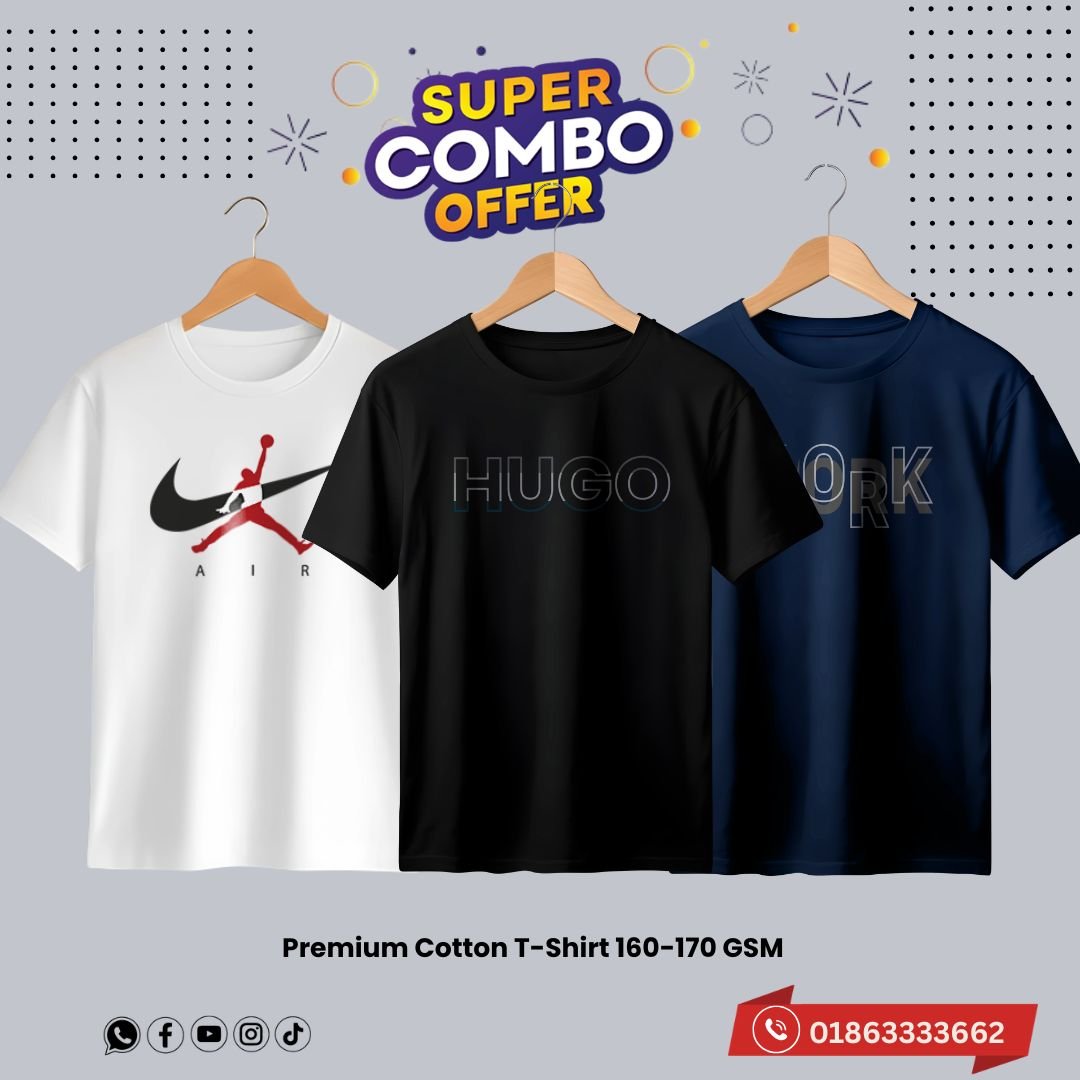 C-63 Premium Luxury Brand 3Pcs Combo T-shirt