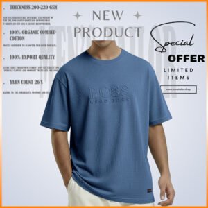 1 Pcs Premium Drop Shoulder 220+ GSM 2/2 Rib Fabric - Ash Blue