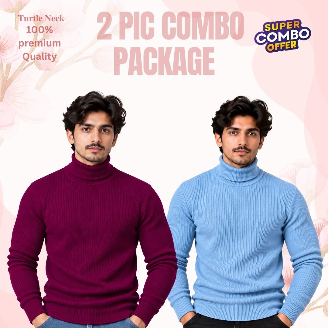 𝐓𝐮𝐫𝐭𝐥𝐞 𝐍𝐞𝐜𝐤 Maroon - Sky Blue 2 Pcs Combo