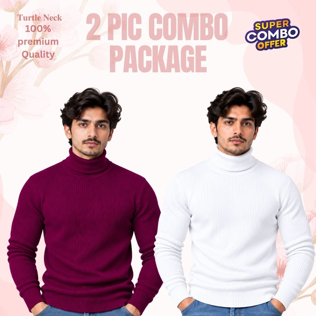 𝐓𝐮𝐫𝐭𝐥𝐞 𝐍𝐞𝐜𝐤 Maroon-White 2 Pcs Combo