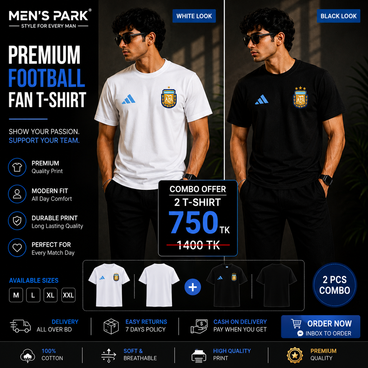 Combo Argentina Premium World Cup T-shirt 2026