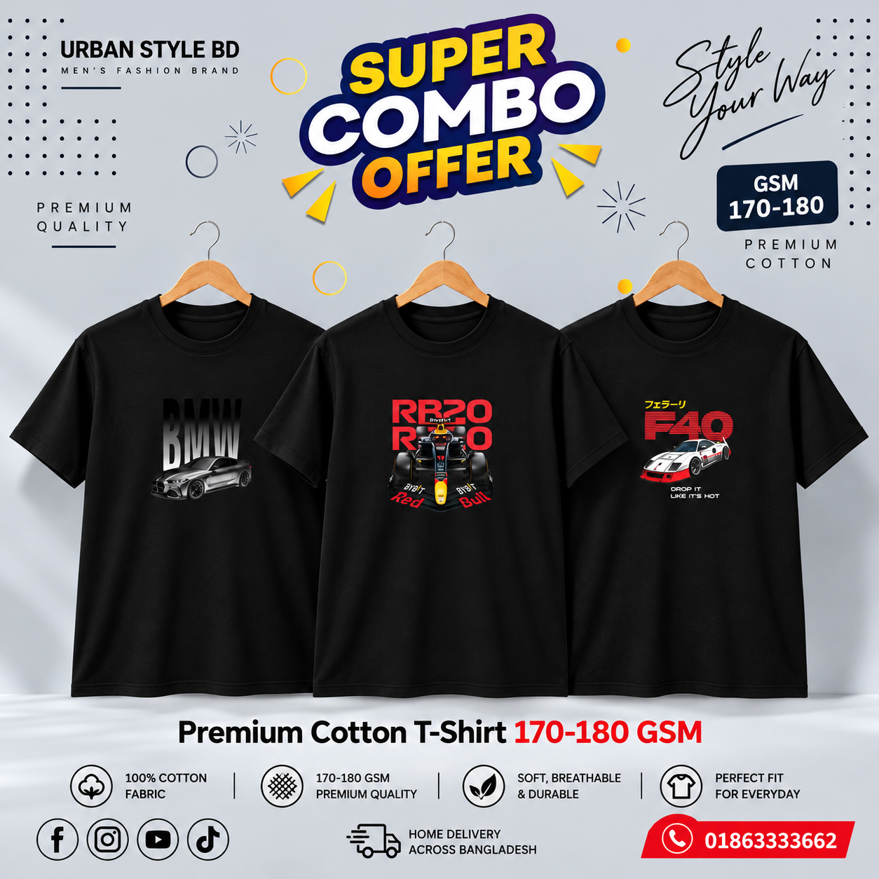 CR-12 Premium Luxury 3Pcs Combo T-shirt (Copy)